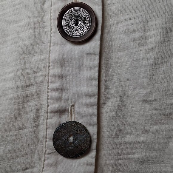 Soft Surroundings Shirt Small Ivory Burnout Knit Tunic Button Up Artsy Boho - Picture 14 of 15